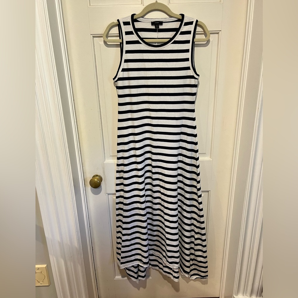 JCrew sleeveless maxi dress Navy and white stripe